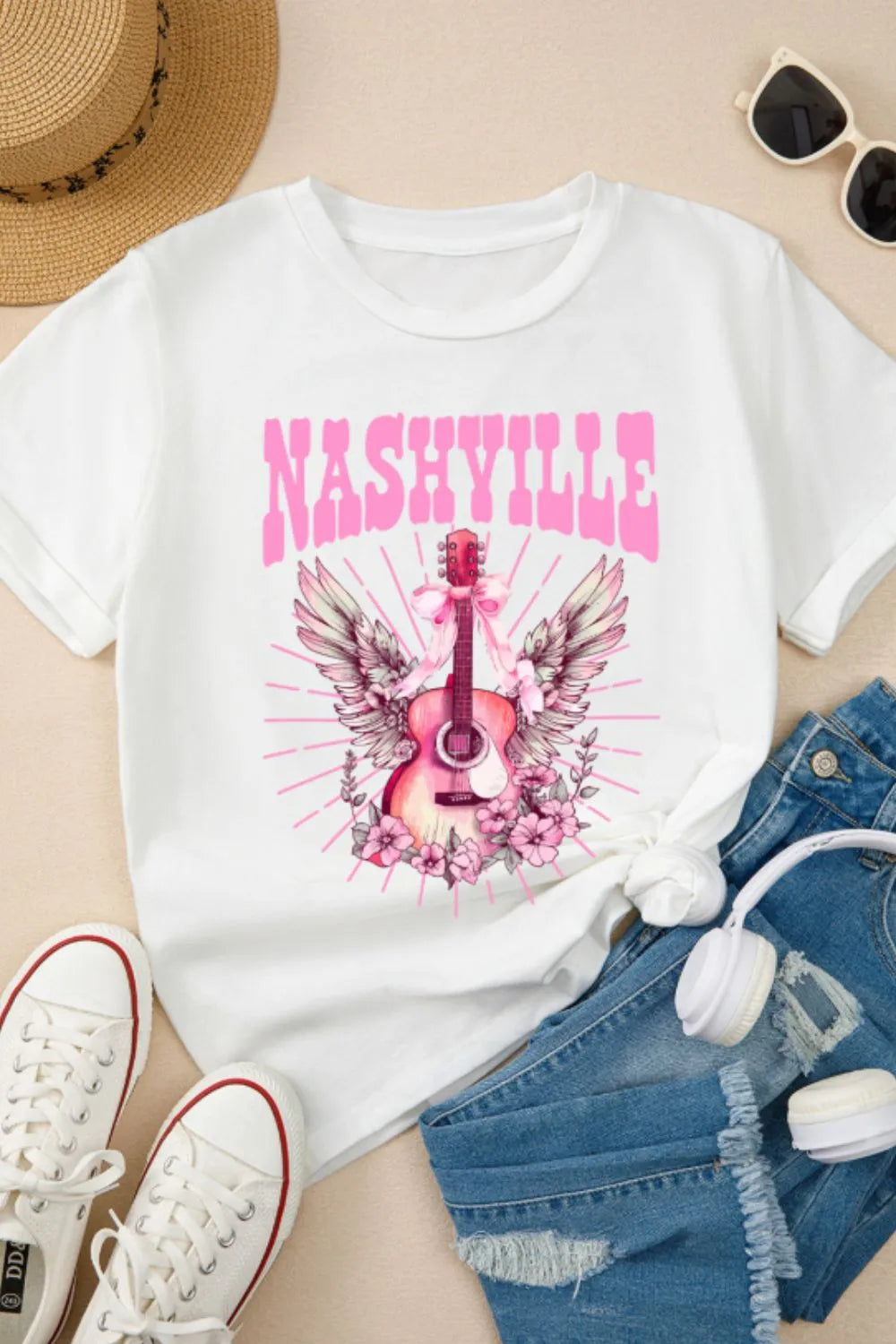 Graphic Round Neck Short Sleeve T-Shirt